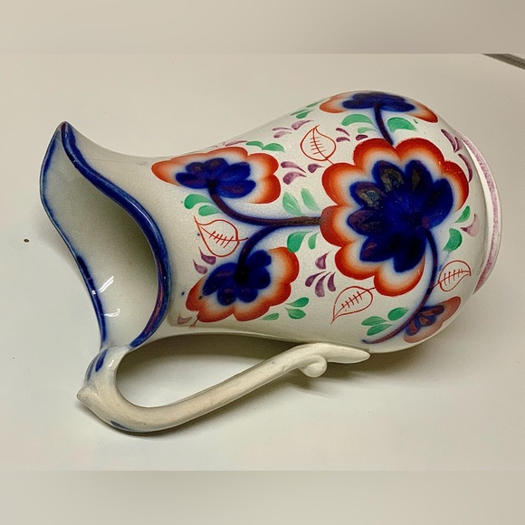 19th Century Gaudy Welsh Grape Pattern Hand Painted Luster Jug Handled Pitcher - Picture 10 of 16